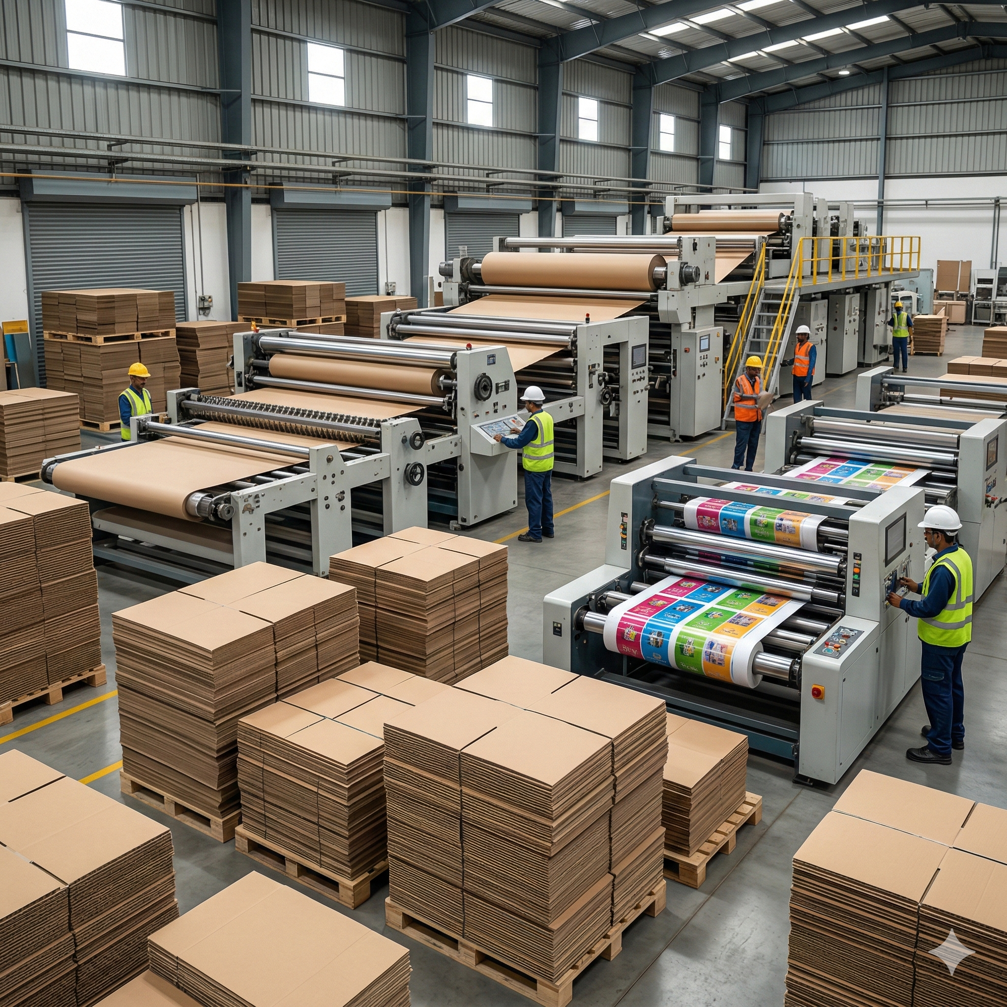 Corrugated boxes manufacturing process with high-quality kraft board material